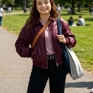 Below Ruby Stokes Maroon Leather Jacket