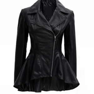 Black Peplum Leather Jacket