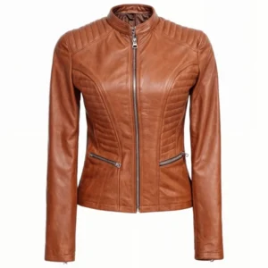 Cafe Racer Tan Biker Leather Jacket