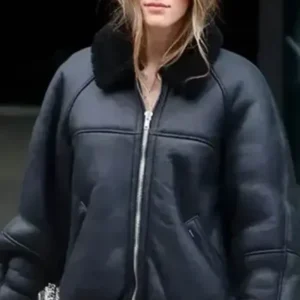 Charlotte Cardin Oversized Leather Jacket