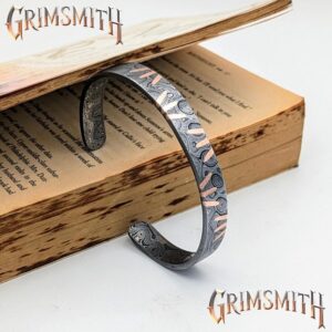 The Bear Claw Damascus Steel Copper Rune Cuff